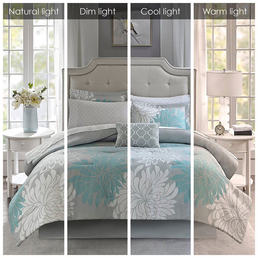 Maible Comforter Set with Cotton Bed Sheets - Aqua