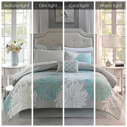Maible Comforter Set with Cotton Bed Sheets - Aqua