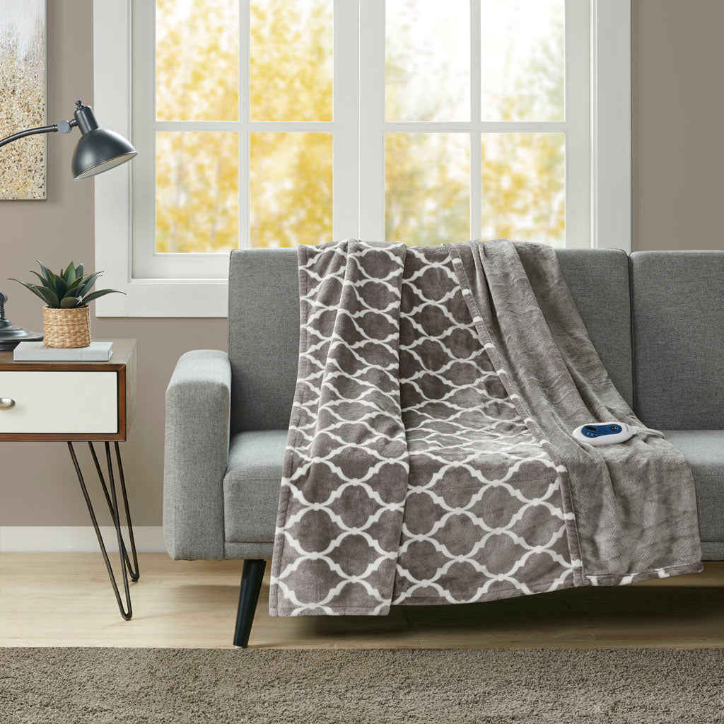 Heated Ogee Throw - Grey