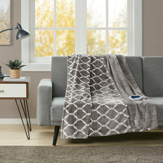 Heated Ogee Throw - Grey