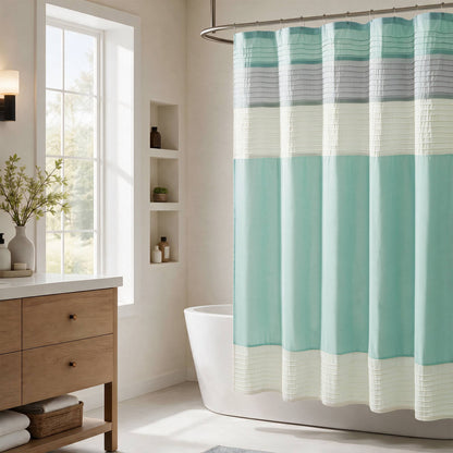Amherst Faux Silk Shower Curtain - Aqua
