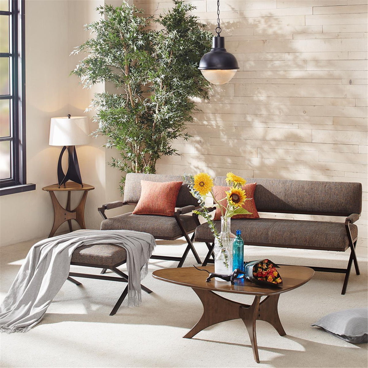 Blaze Triangle Wood End Table - Brown
