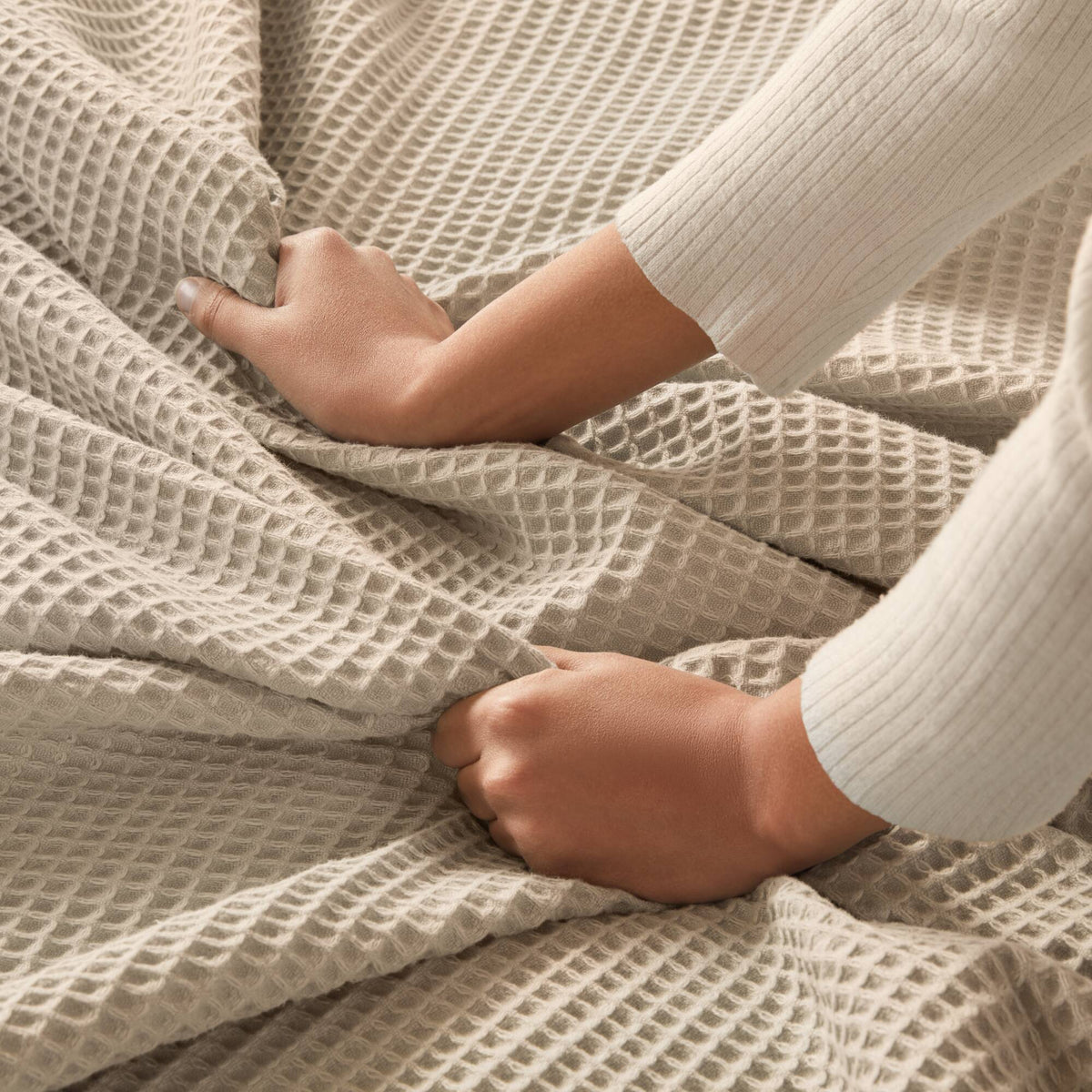 Waffle Weave Cotton Blanket - Khaki