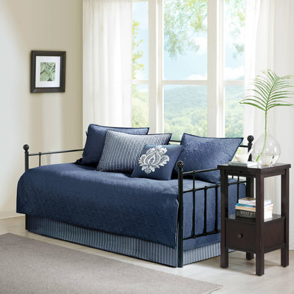 Quebec 6 Piece Reversible Daybed Cover Set - Navy