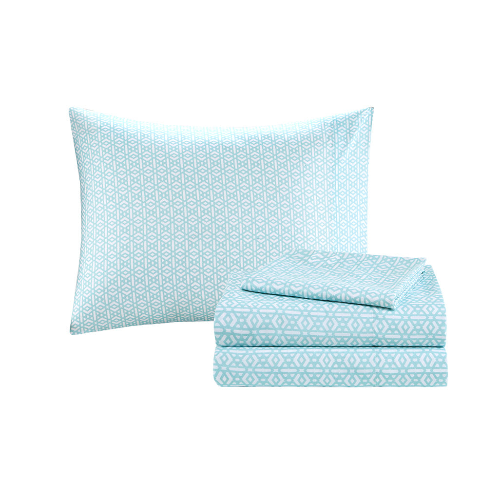 Loretta Boho Comforter Set with Bed Sheets - Navy