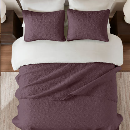 Quebec Reversible Quilt Set - Purple