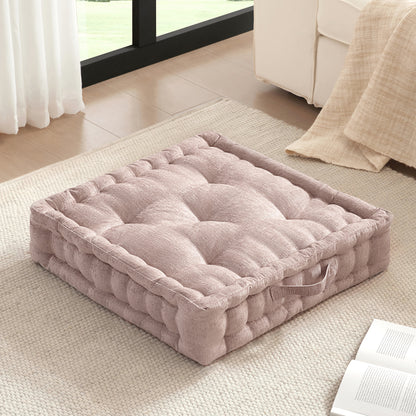 Azza Poly Chenille Square Floor Pillow Cushion - Blush