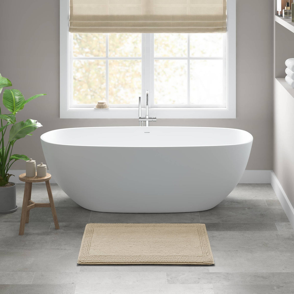 Splendor 100% Cotton Tufted 3000 GSM Reversible Bath Rug - Natural