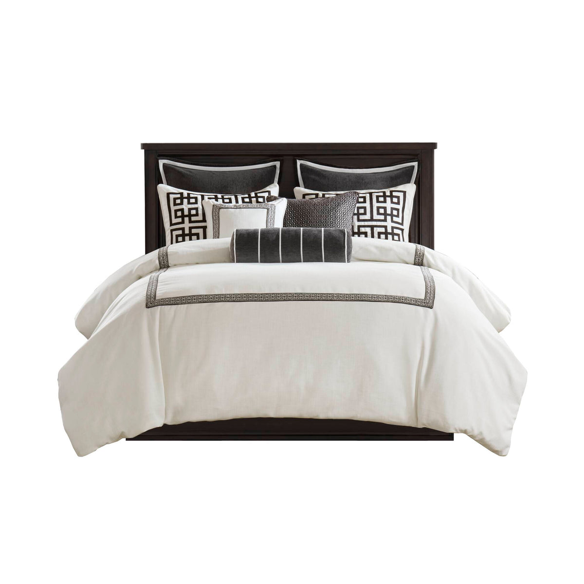 Jarvis Embroidery Oversized Duvet Style Comforter Set - Black/White