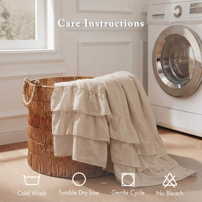 Grace Ruffled Shower Curtain - Beige