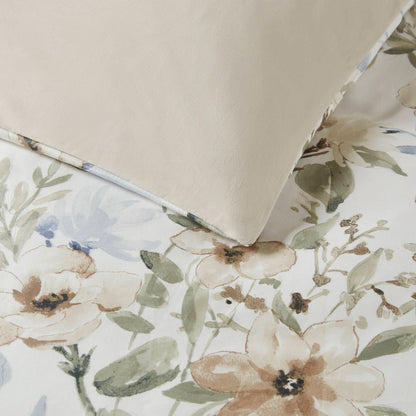 Herbal 6 Piece Cotton Sateen Print Oversized Comforter Set - Multi
