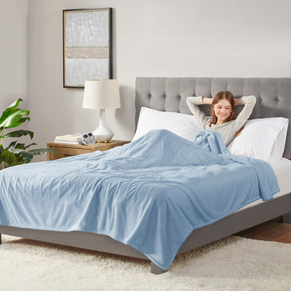 Plush Heated Blanket - Light Blue