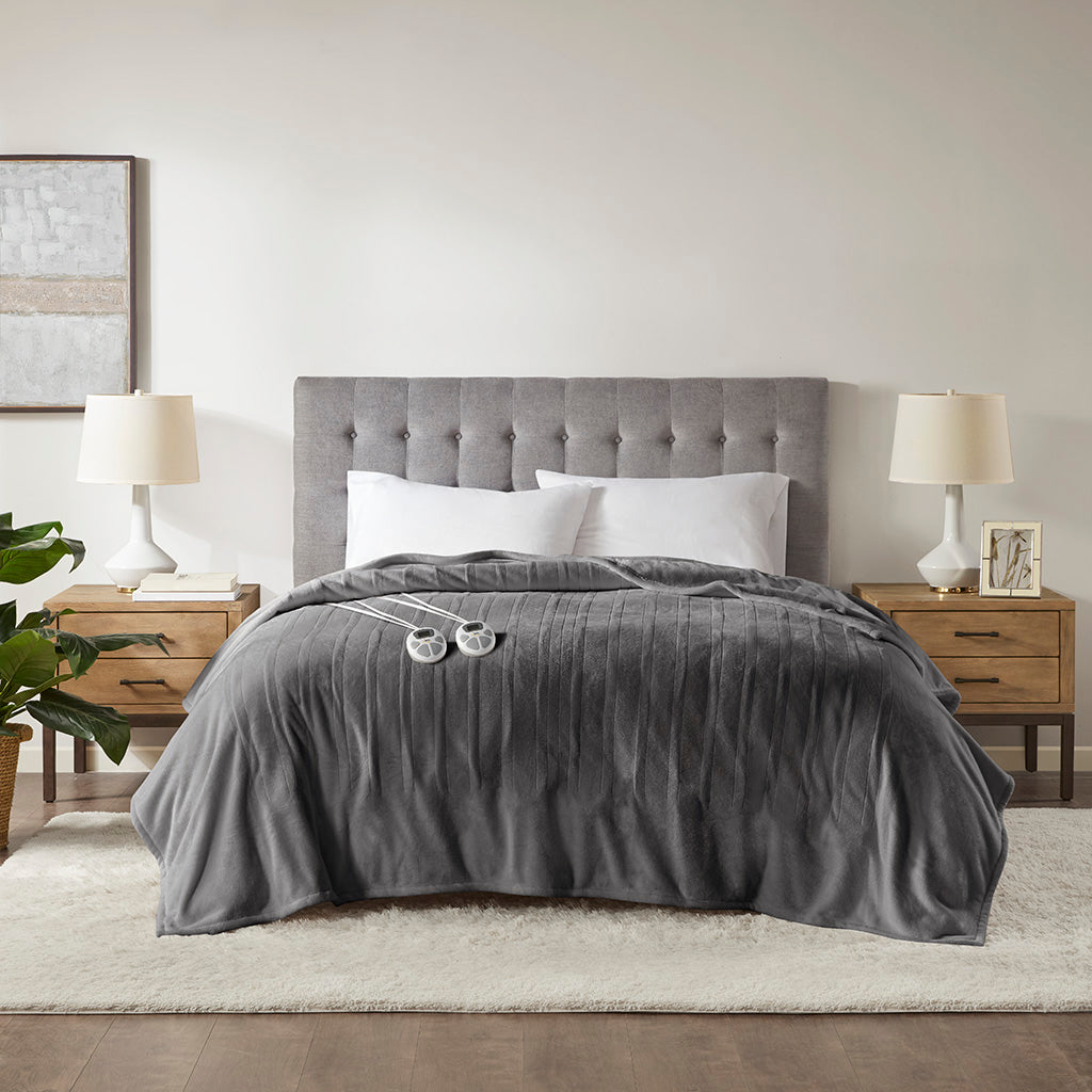 Plush Heated Blanket - Dark Grey