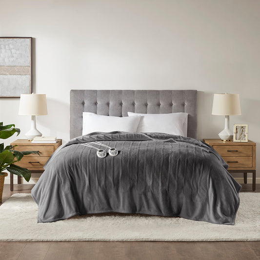 Plush Heated Blanket - Dark Grey