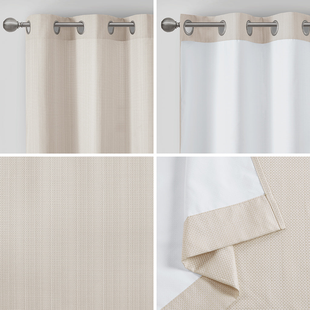 Galen Basketweave Room Darkening Curtain Panel Pair - Ivory