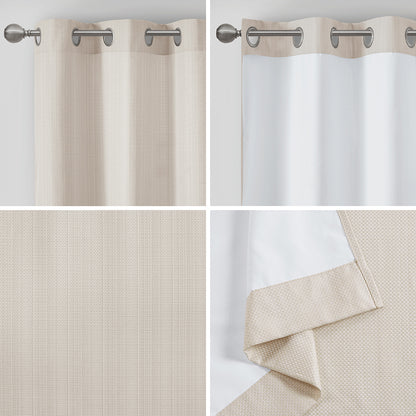 Galen Basketweave Room Darkening Curtain Panel Pair - Ivory