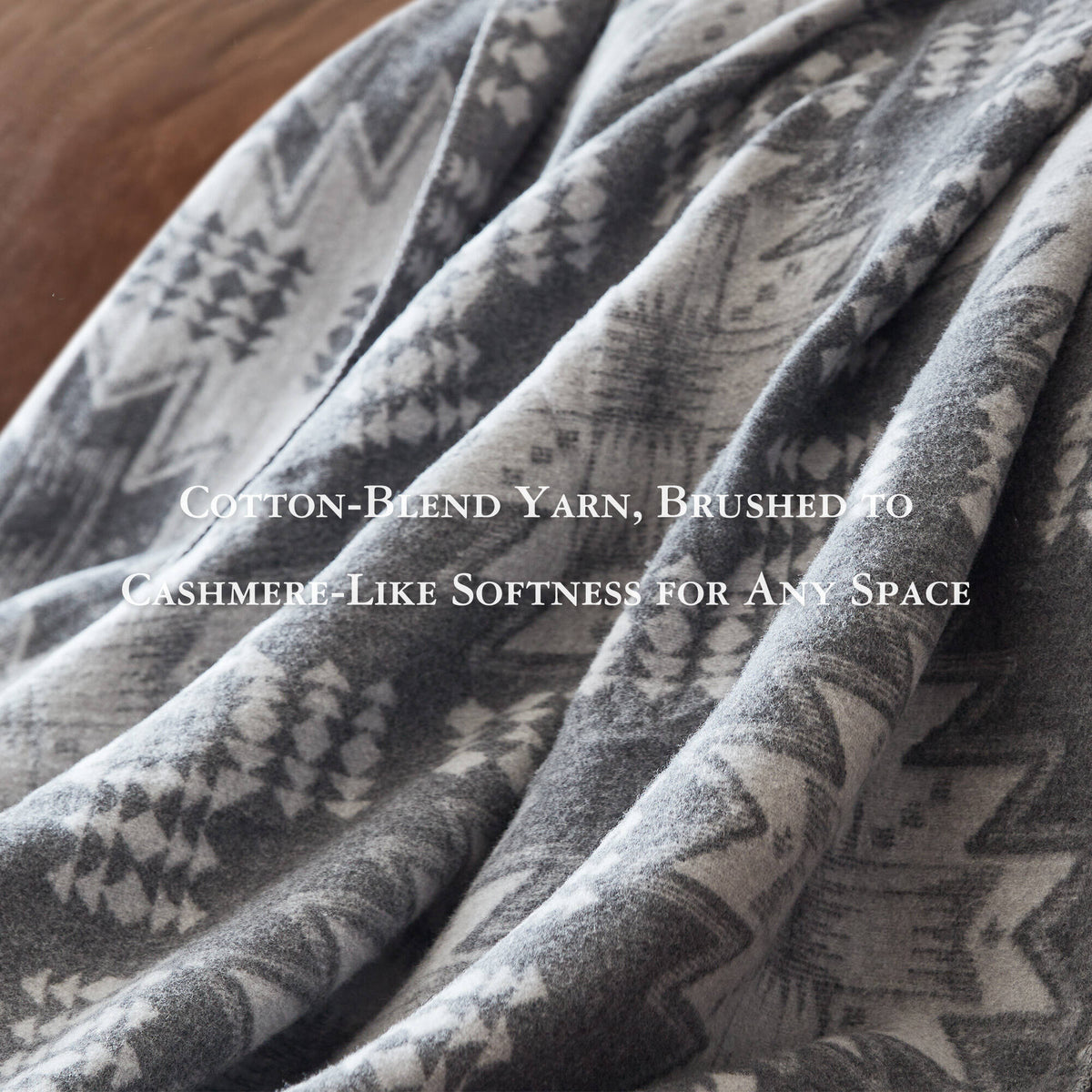 Alberta Cotton Blend Blanket - Grey Aztec