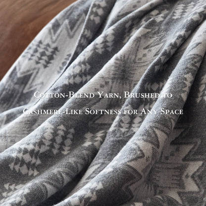 Alberta Cotton Blend Blanket - Grey Aztec