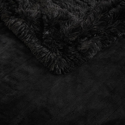 Malea Shaggy Faux Fur Heated Throw - Black