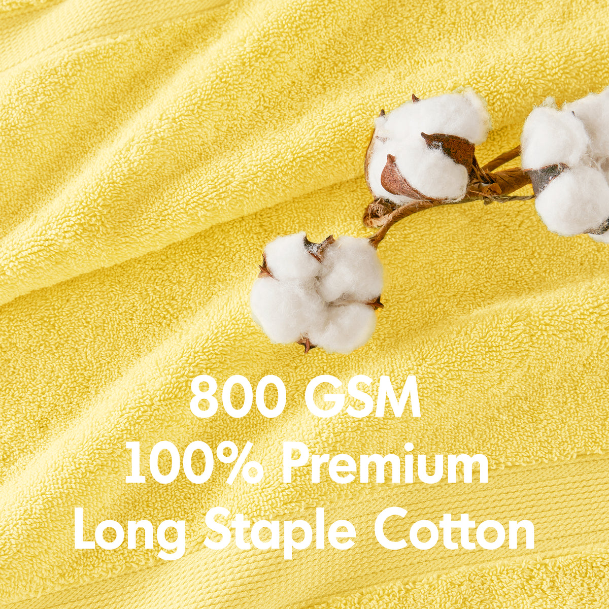 800GSM 100% Cotton 8 Piece Towel Set - Marigold Yellow