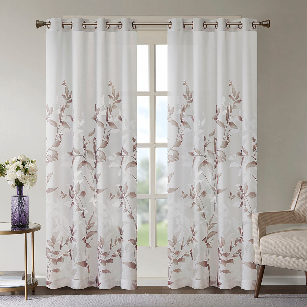 Cecily Burnout Printed Window Curtain Panel - Mauve