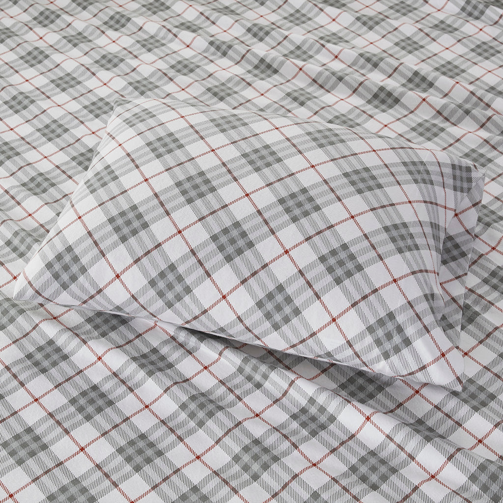 Cozy Cotton Flannel Printed Sheet Set - Red Plaid