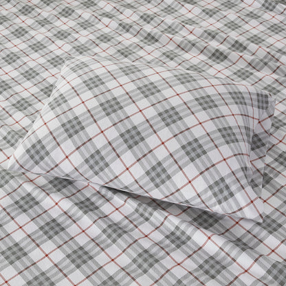 Cozy Cotton Flannel Printed Sheet Set - Red Plaid