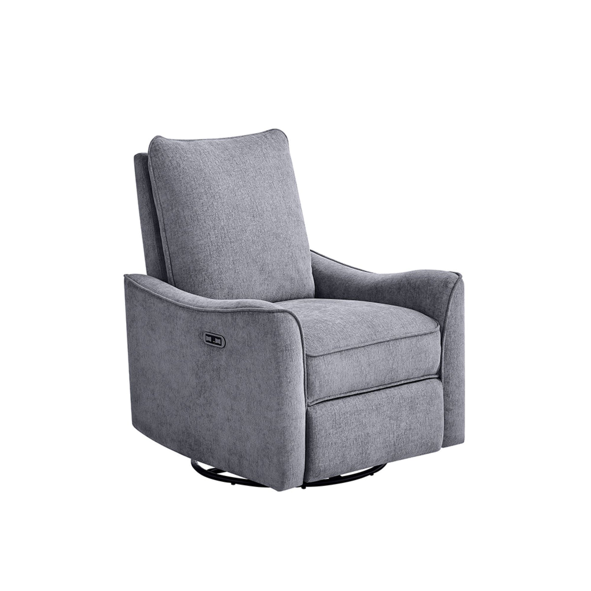 Cameron Power Recliner 3-in-1 with Swivel, Glider, Charging Station - Grey