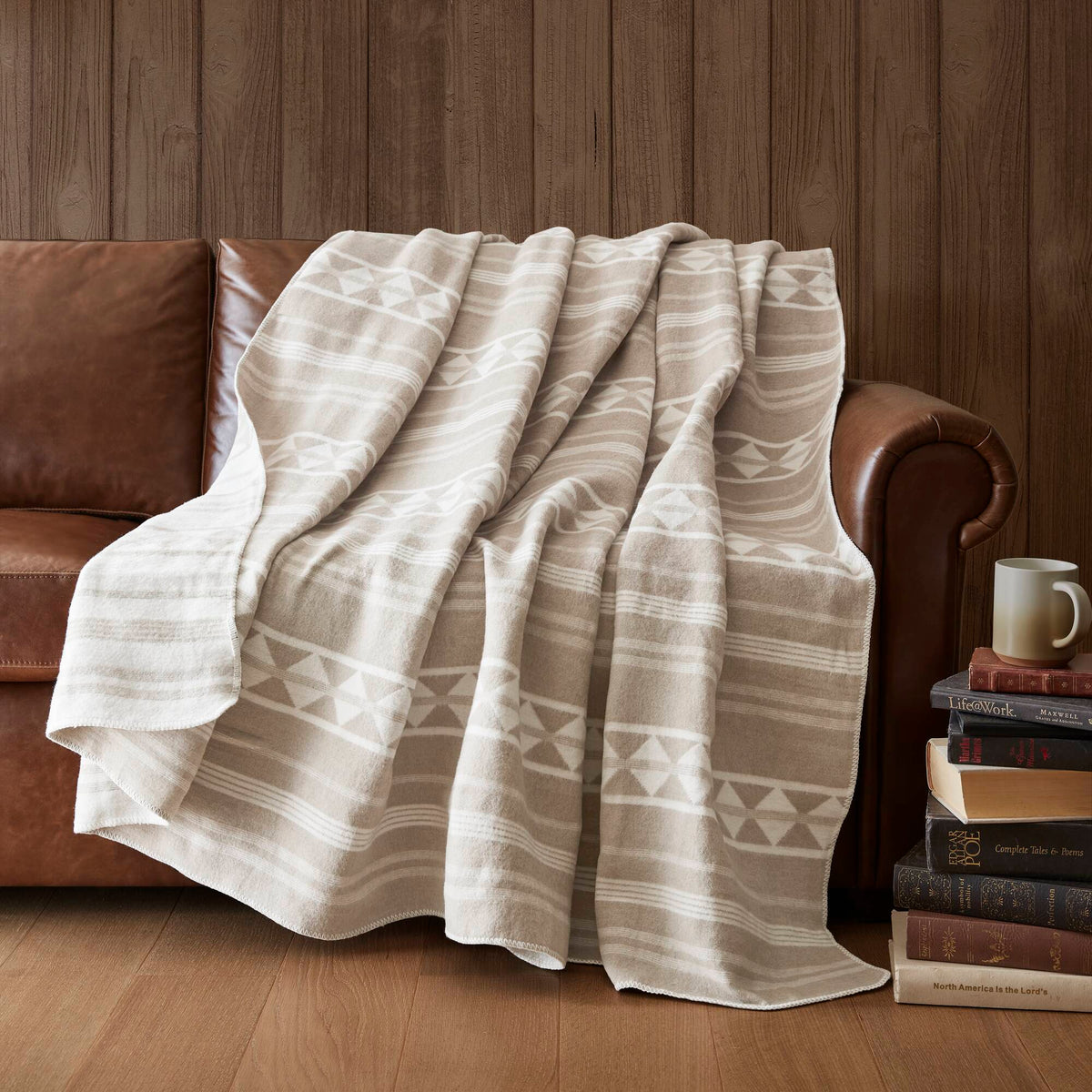 Alberta Cotton Blend Blanket - Ivory Stripe