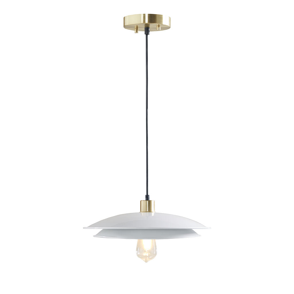 Saben 2-Tier Layered Shade Pendant - Gold/White