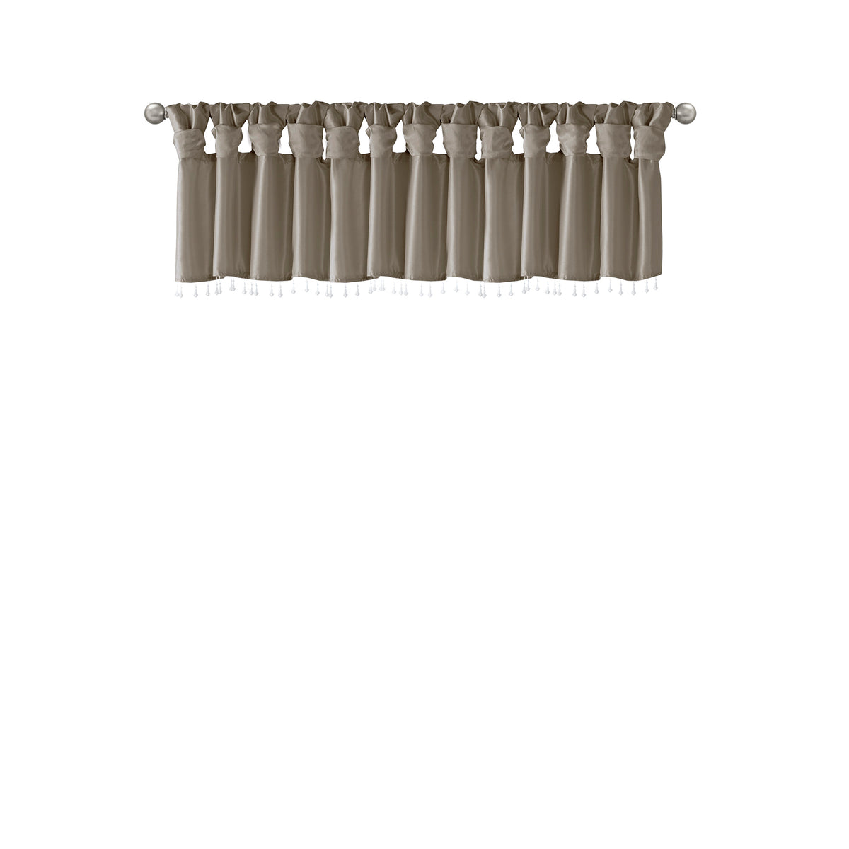 Emilia Lightweight Faux Silk Valance With Beads - Pewter