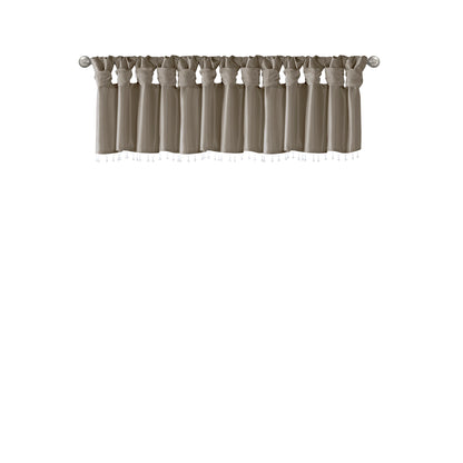 Emilia Lightweight Faux Silk Valance With Beads - Pewter