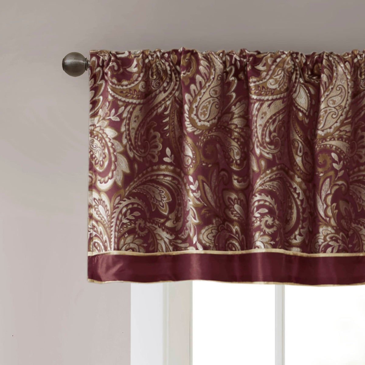 Aubrey Jacquard Window Valance - Burgundy
