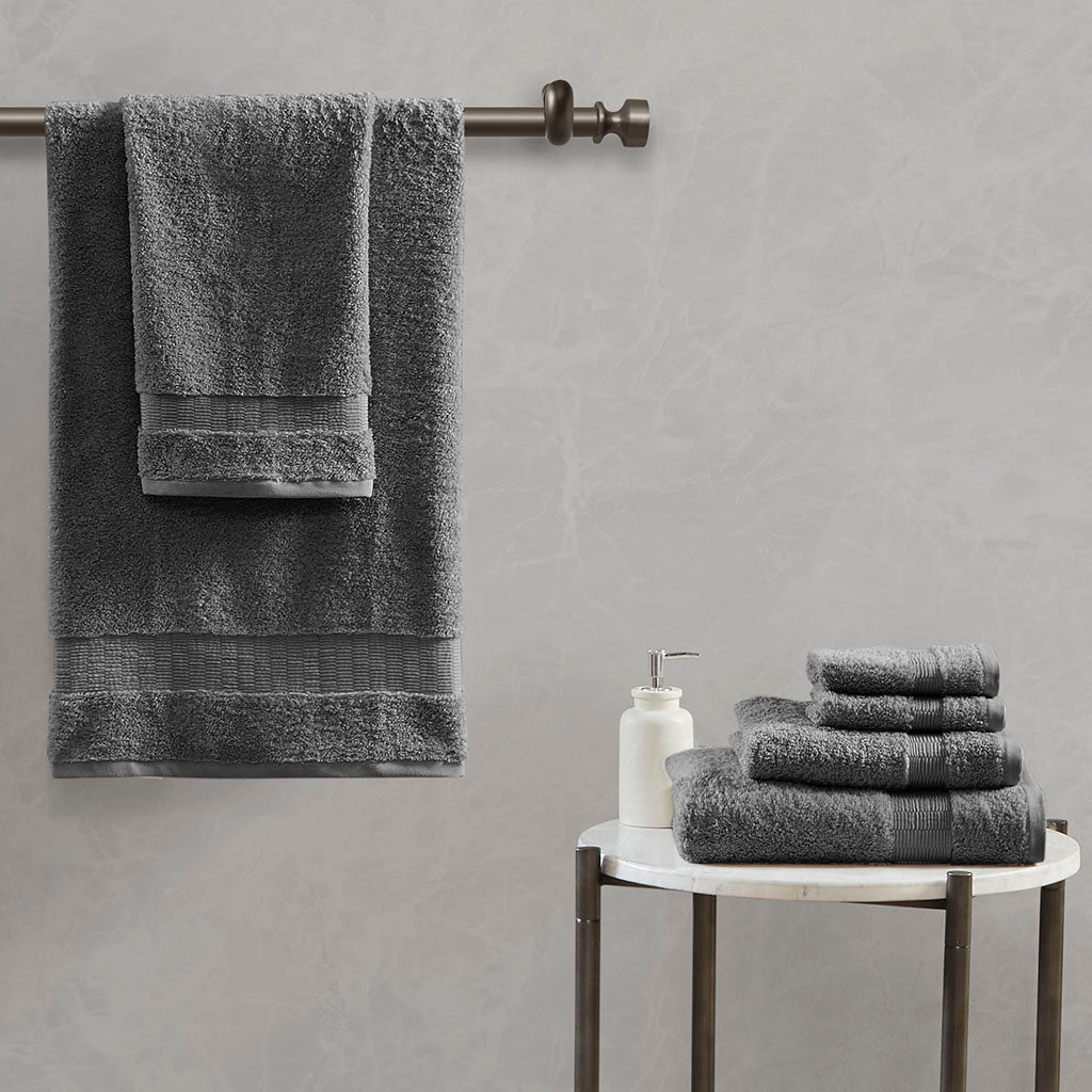 Luce 100% Egyptian Cotton 6 Piece Towel Set - Charcoal
