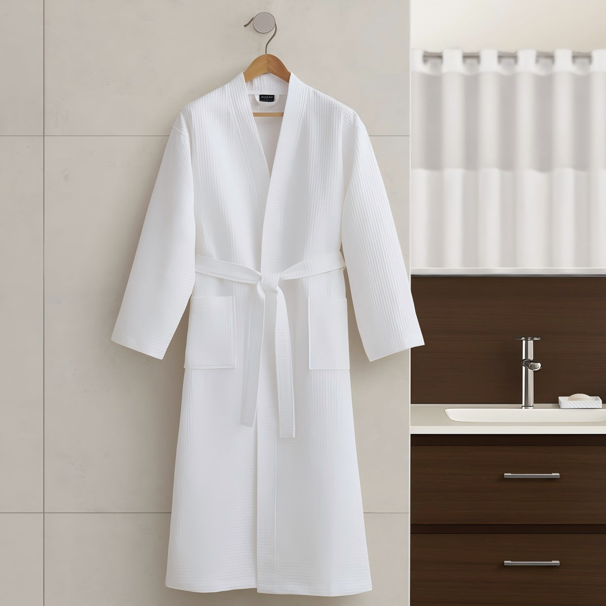 Waffle Premium Bath Robe - White