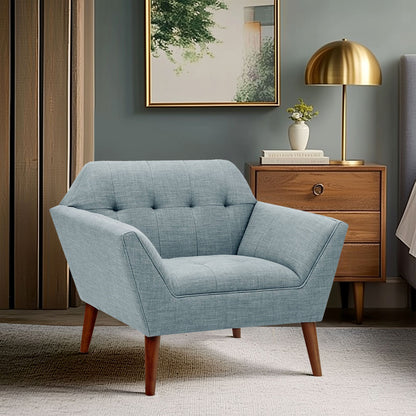 Newport Wide Mid-Century Modern Lounge Chair - Light Blue