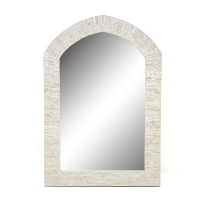 Serein 24X36 Handcrafted Mother of Pearl Arch Wall Mirror - Ivory