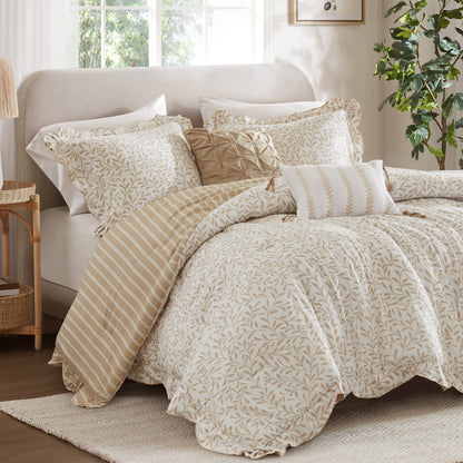 Darcy 5 Piece Print Comforter Set - Tan