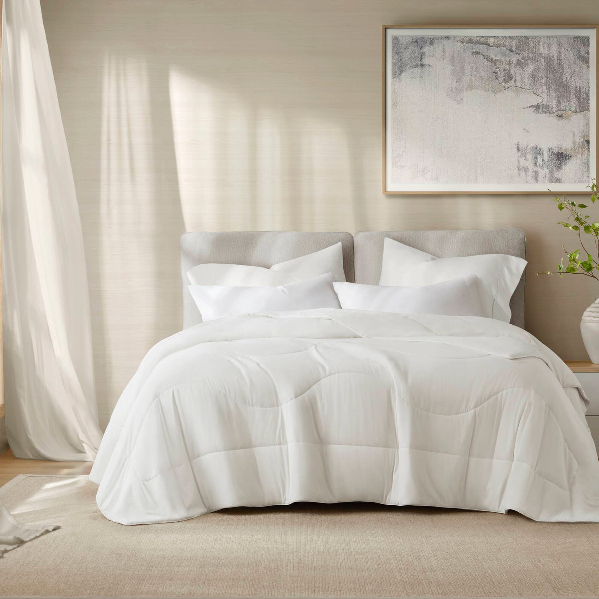Cooling Reversible Tencel Comforter Blanket - White