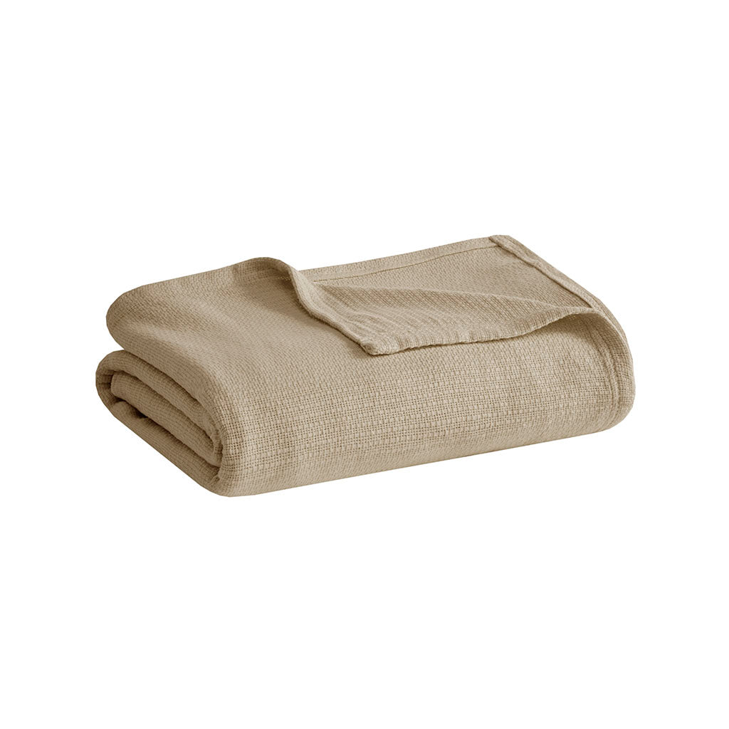 Freshspun Basketweave Cotton Blanket - Khaki