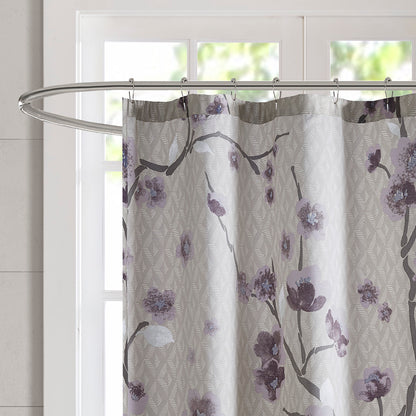 Holly Cotton Shower Curtain - Purple