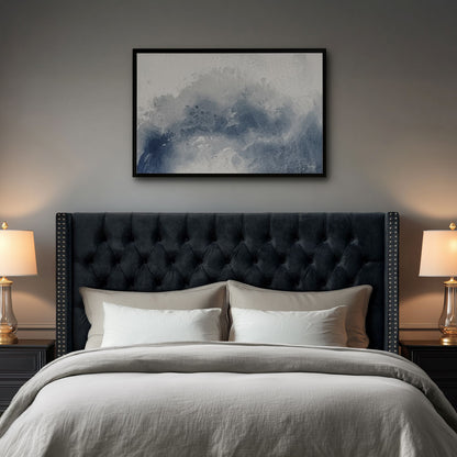 Amelia Upholstered Wingback Headboard with Button Tufting & Nailhead Trim - Black Velvet