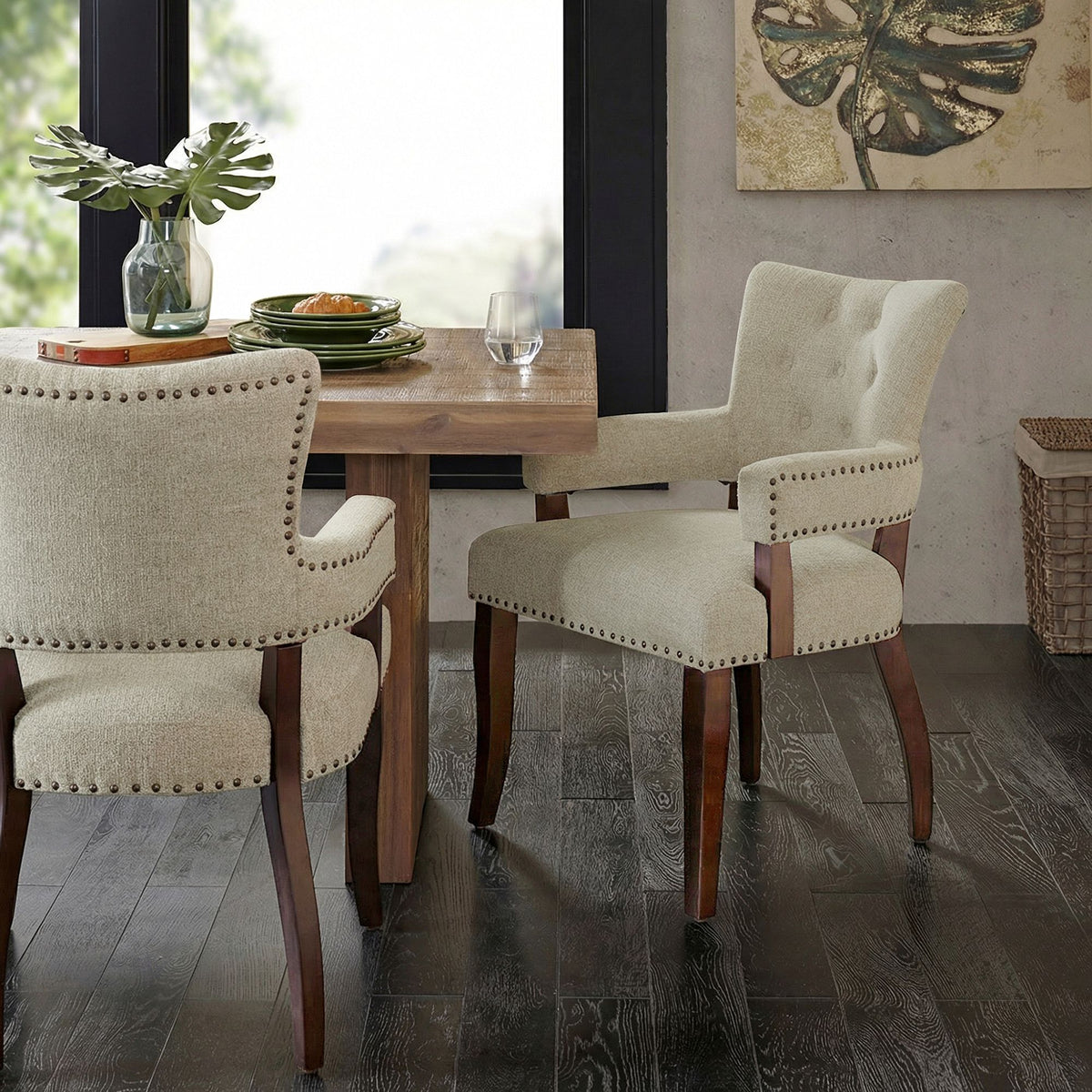 Brooklyn Dining Arm Chair (Set of 2) - Taupe