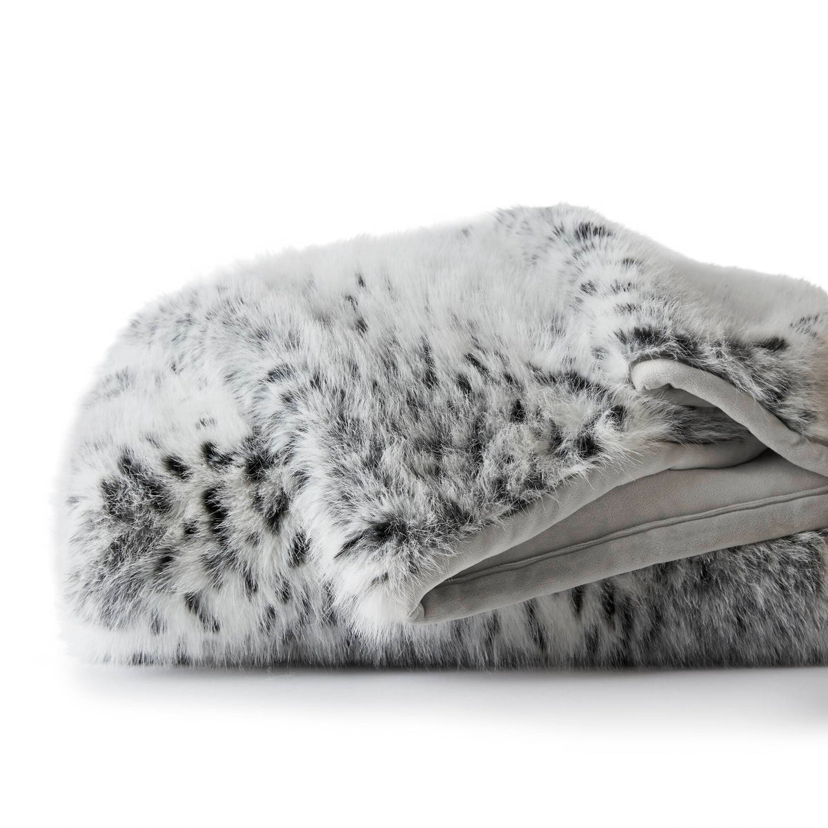 Botswana Animal Print Faux Fur Throw Blanket - Snow Leopard